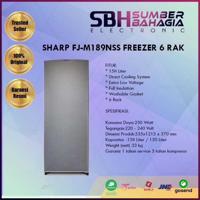 SHARP FJ-M189NSS FREEZER 6 RAK(NEW)