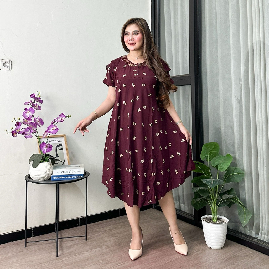 Daster Payung Smok Rayon Premium Klok Baju Wanita Santai Busui Bumil Cantik Elegan