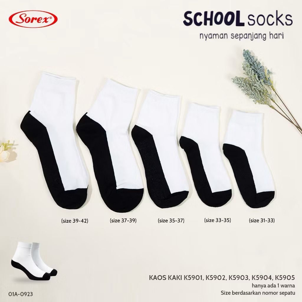 Kaos Kaki Sekolah Anak Sorex K5901–K5905 | Kids School Socks Unisex Original