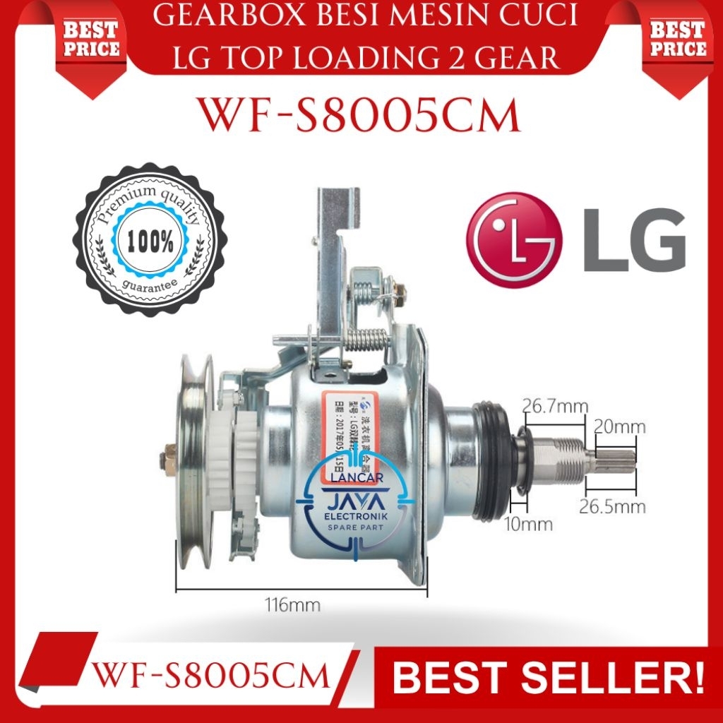 Gearbox Mesin Cuci LG Top Loading 2 Gear Type WF-S8005CM - Bahan Besi Tebal Kuat & Tahan Lama Premiu