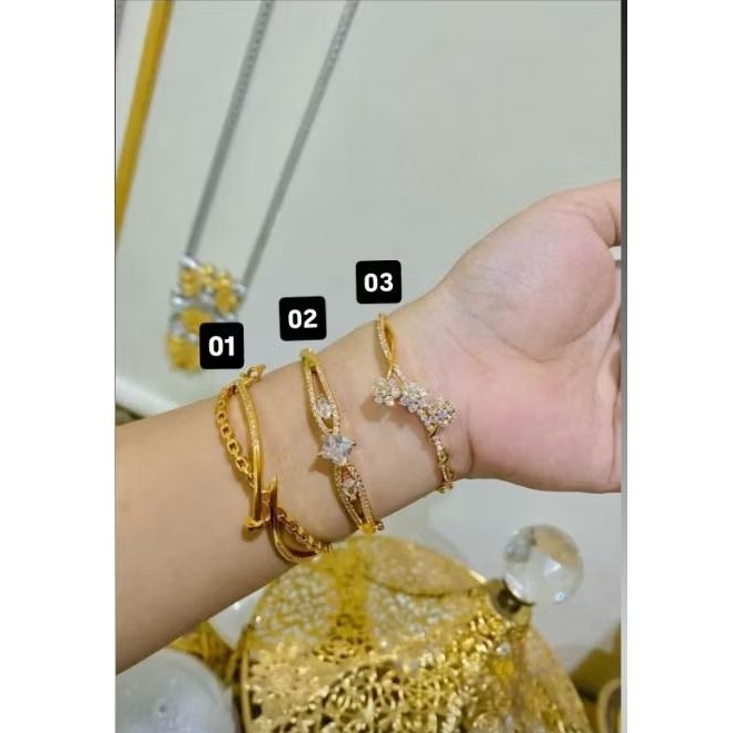ayrahaccesories gelang Bangle permata lapisan emas 24 k
