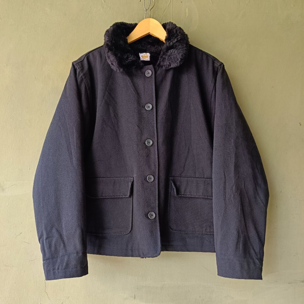 JAKET DENIM BOXY CREAM CHEESE KERAH SHERPA LEMBUT JAKET JEANS BLACK JAKET BOXY