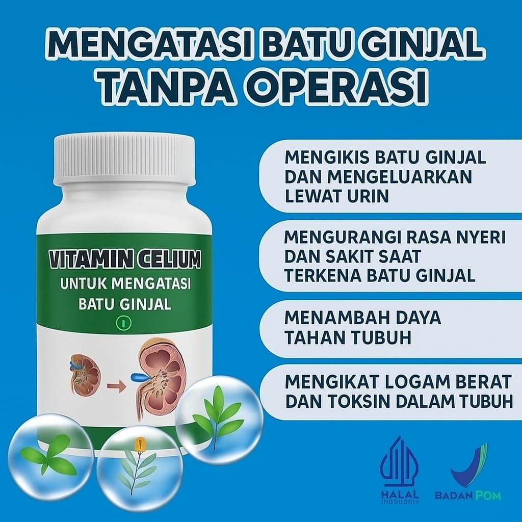 Vitamin Celium Batu Ginjal - Membantu Mengatasi Masalah Batu Ginjal - Melarutkan Batu Ginjal Halal B