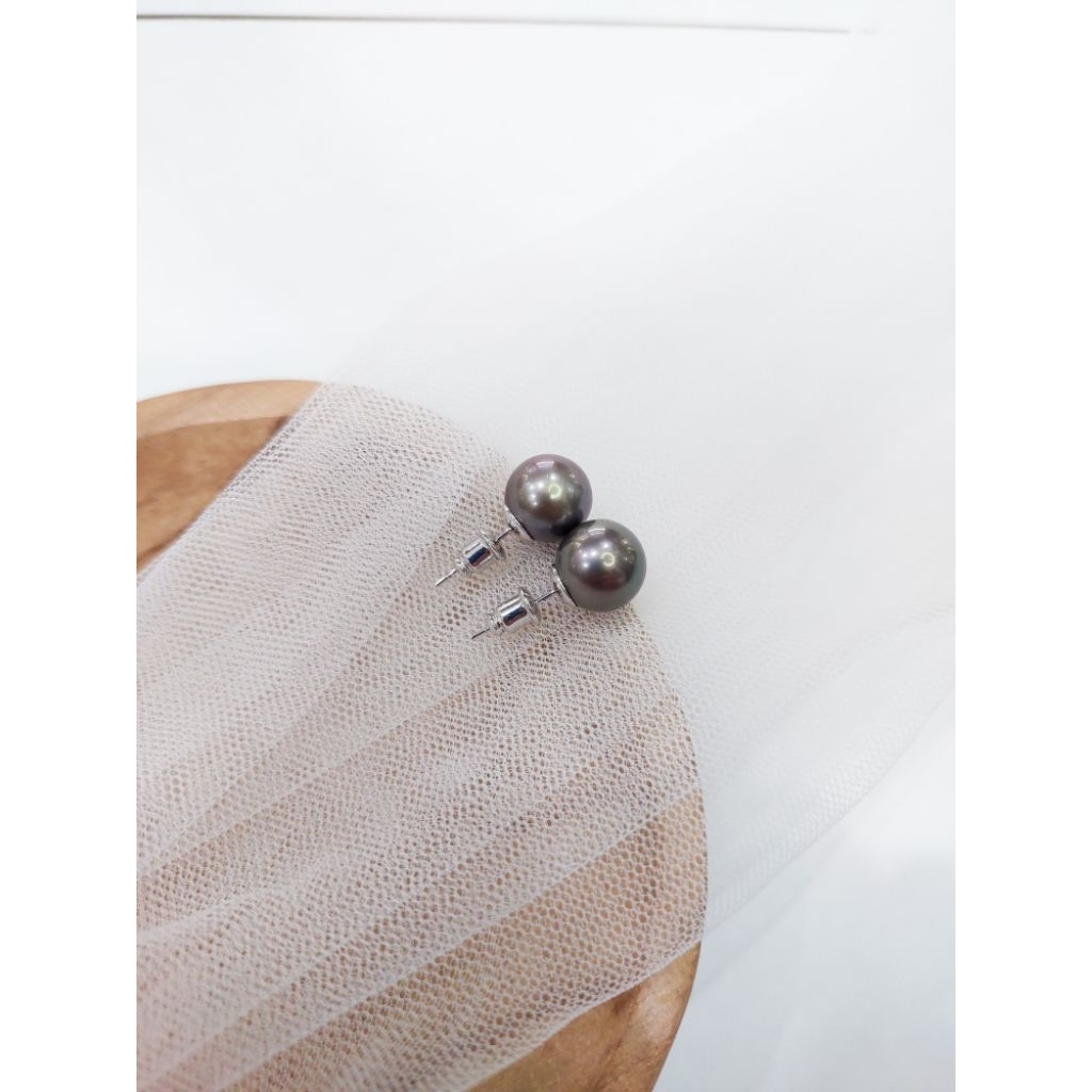 Ana Pearls | Giwang Rhodium Mutiara Air Laut Warna Hitam