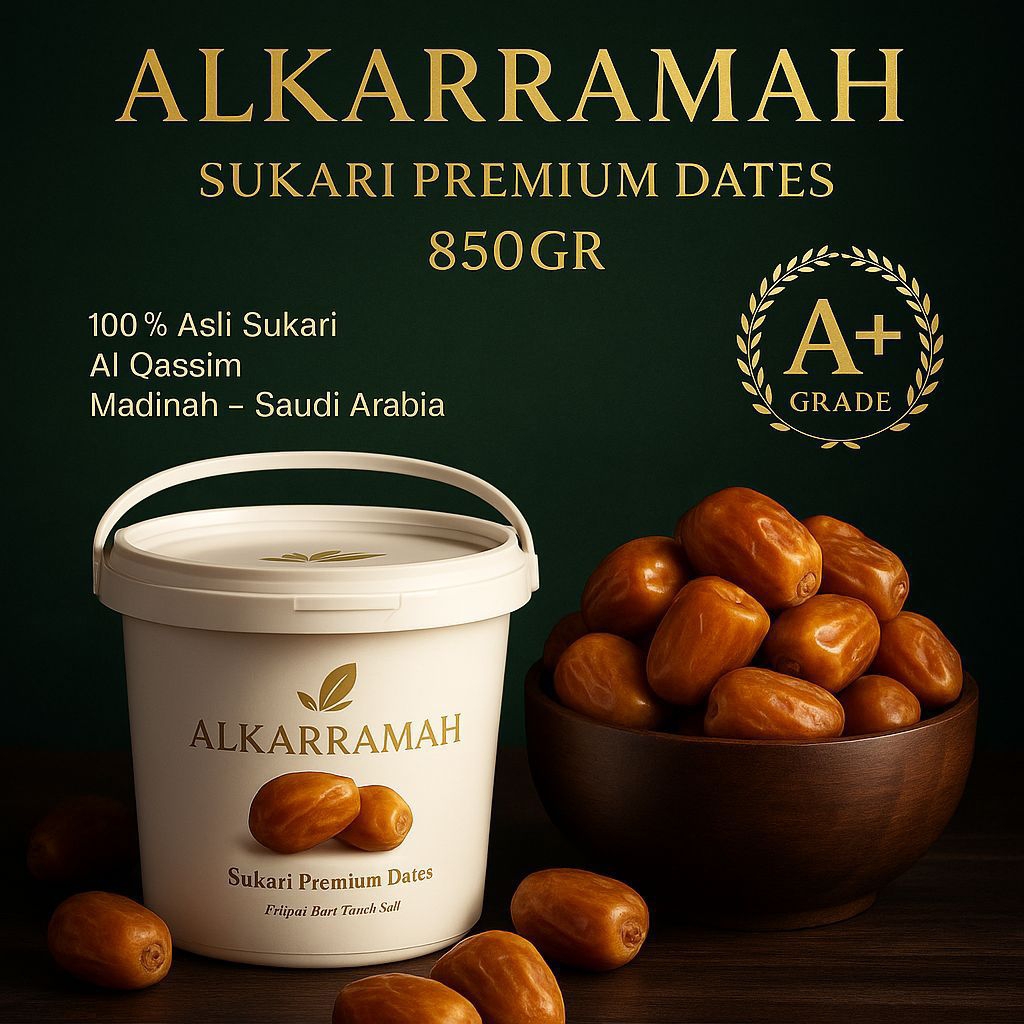 Kurma Sukari Ember 500 Gr Premium √ Kurma Ember Premium Alkarramah √ Kurma Sukari Original