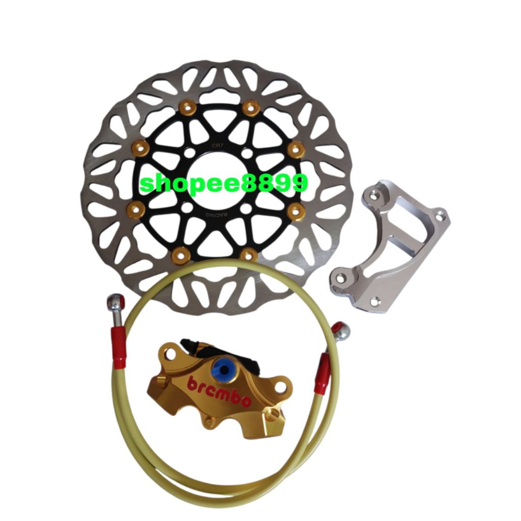 paket hemat 4 in1 piringan CR7 cakram depan ukuran besar 260mm + kaliper kanan 2 piston Brembo full 
