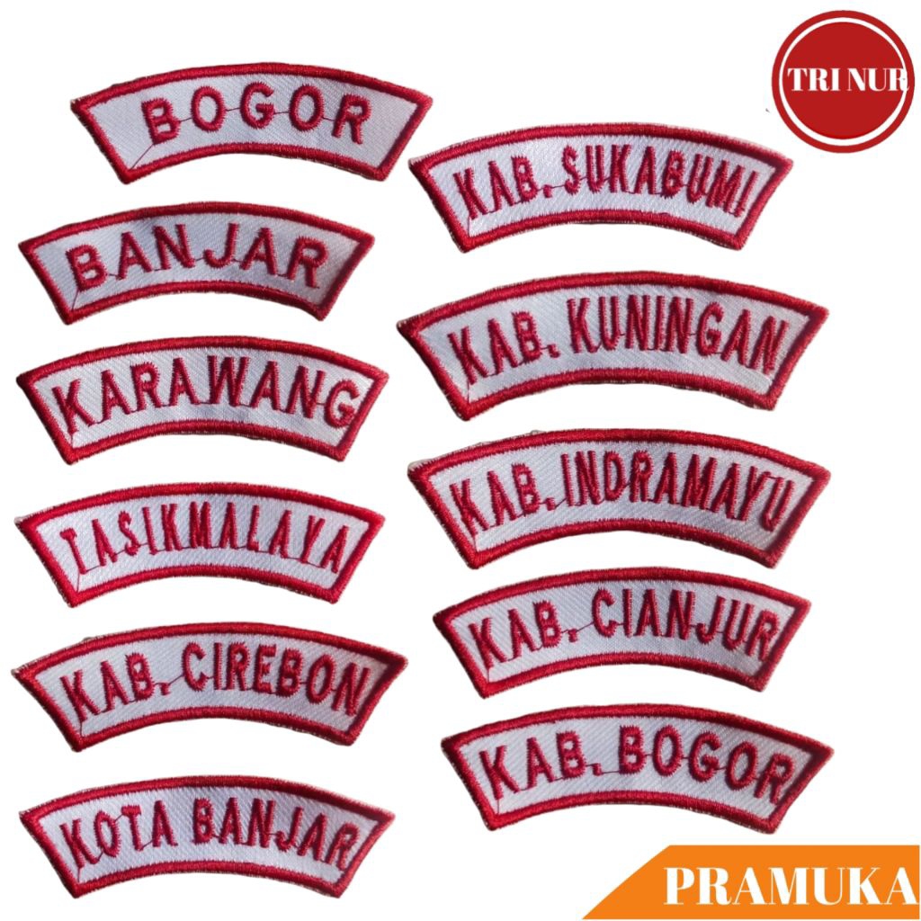 Bed Kwarcab Pramuka Jawa Barat Bordir / Bed Lokasi Kwarcab Pramuka Kwarda Jawa Barat / Badge Atribut