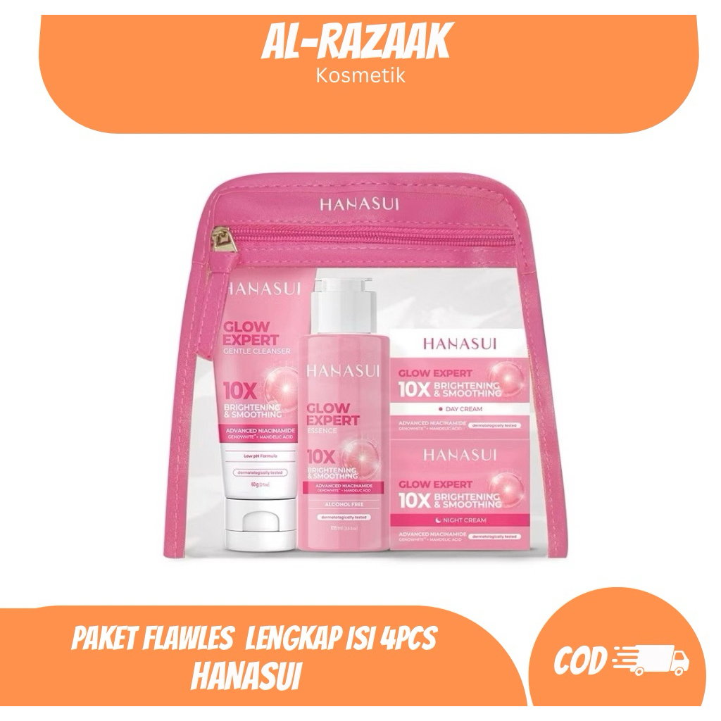HANASUI PAKET SKINCARE FLAWLESS GLOW EXPERT (Tidak Termasuk Serum)