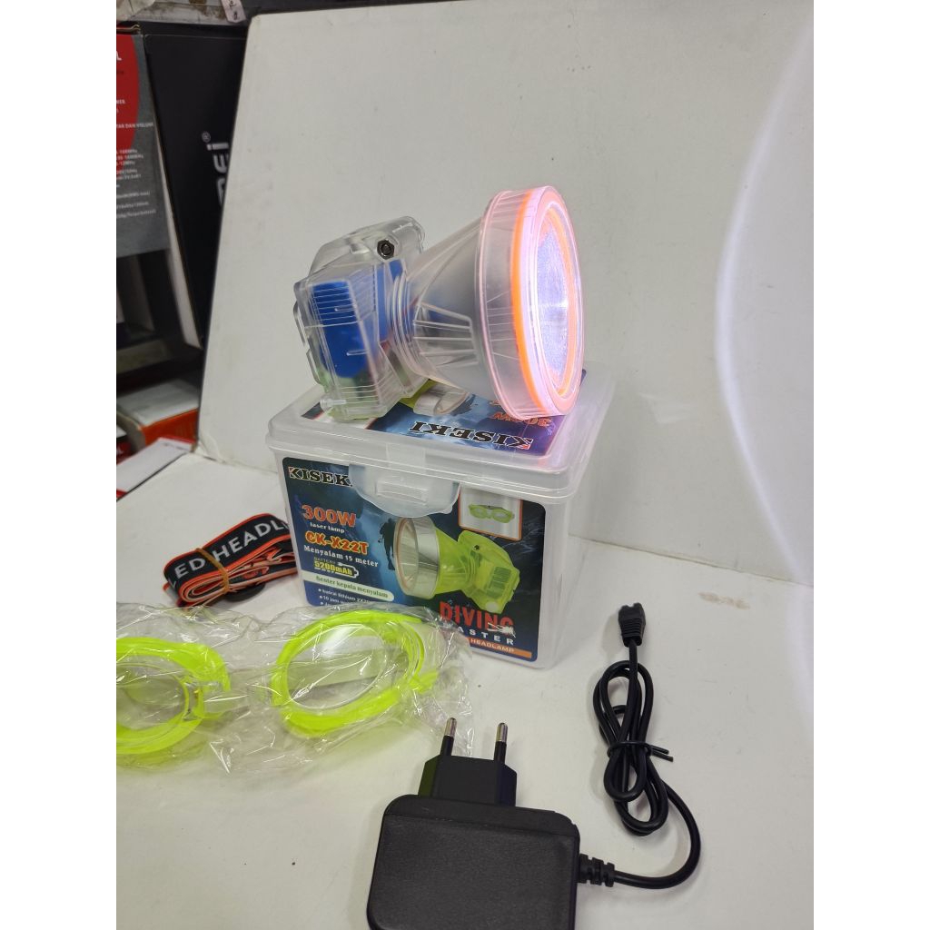 KISEKI CK-X22T Senter Kepala Menyelam 300Wat  Battery 5200mAh / Headlamp Diving Master Cahaya Putih 