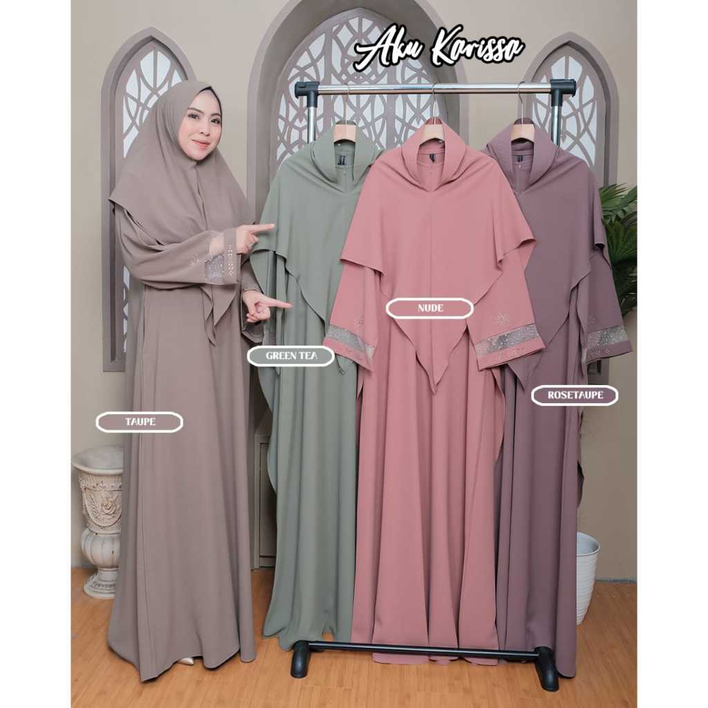 ABAYA SET KHIMAR NAURISSA COUPLE AKU KARISSA GAMIS IBU DAN ANAK SABRINA APLIKASI SWAROSKY