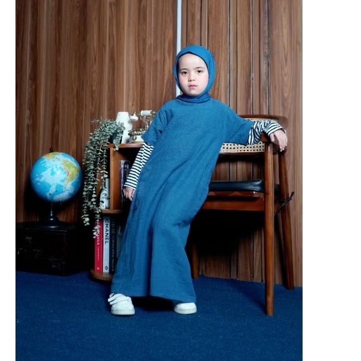 NUSYAIBAKIDS – Dannis Dress Gamis Anak Katun Linen Premium | Couple Ibu Anak