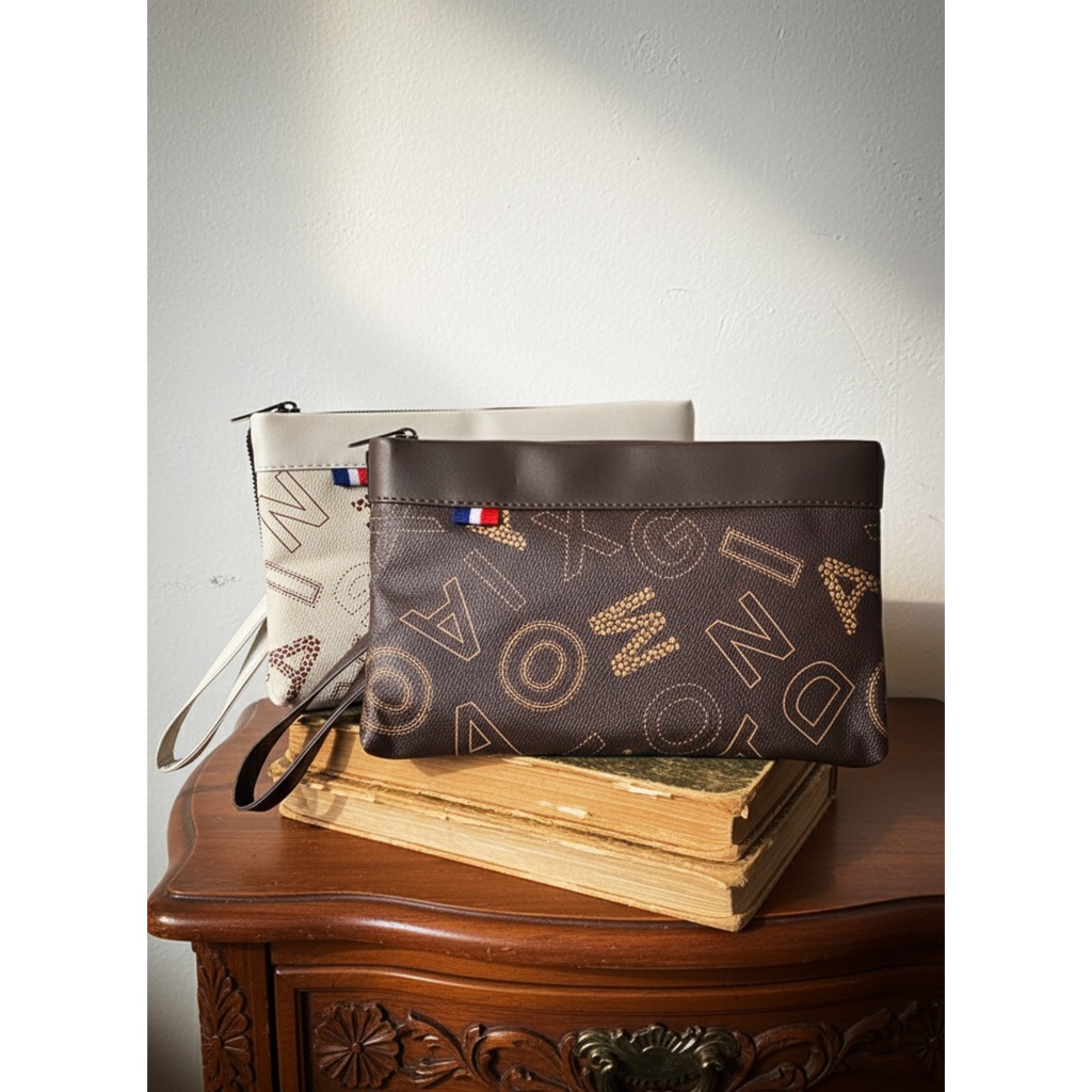 Clutch Unisex Pria Wanita Motif Tas Genggam Model ABC Cowok Cewek Handbag Tas Dompet