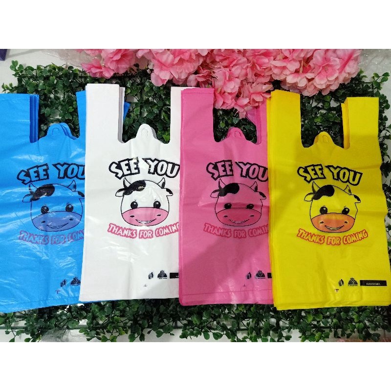 Kantong Kresek Motif Sapi Imut untuk Online Shop / (500gr) Kantong Plastik Sapi Imut / Kantong Krese