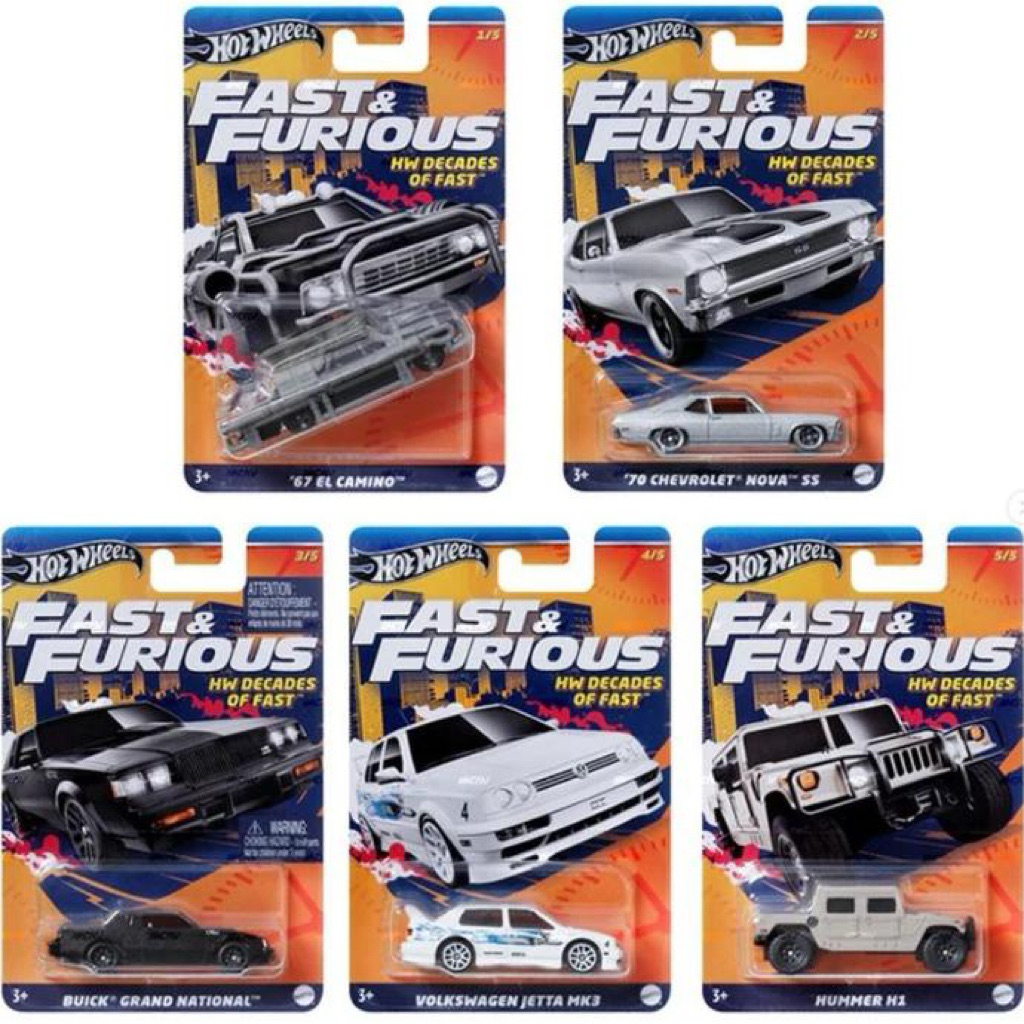 Hot Wheels Fast And Furious HW Decades Of Fast Set Lengkap (Bad Card) - 67 El Camino - 70 Chevrolet 