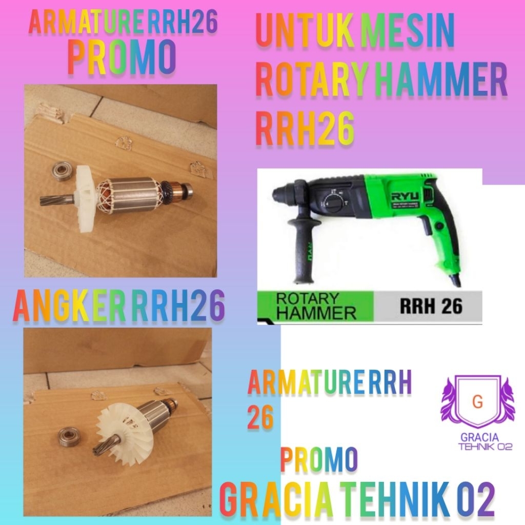 ARMATURE ANGKER RYU RRH26 ROTARY HAMMER RYU RRH26 MESIN BOR RYU