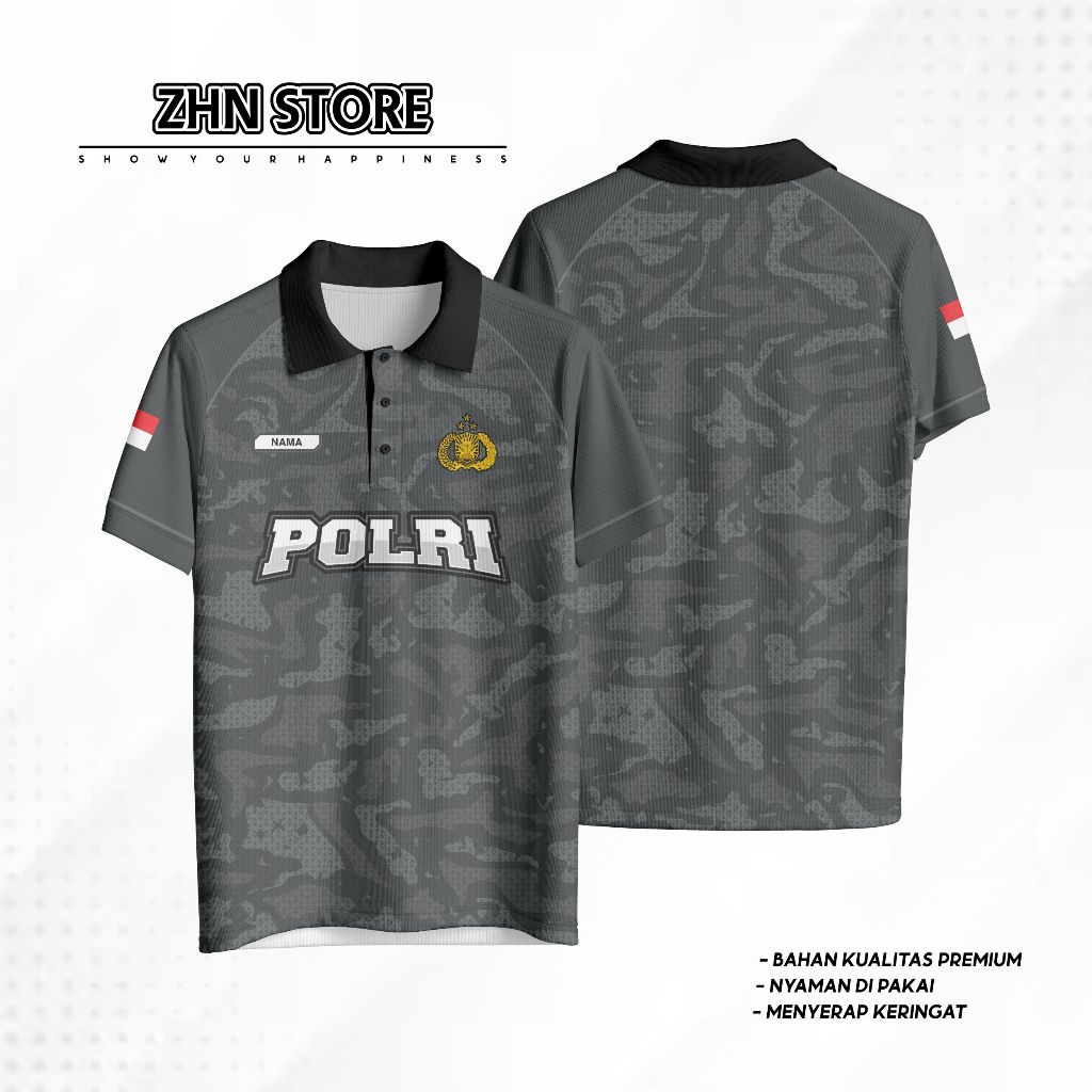 Kaos Polo POLRI Abu-abu/Jersey Loreng POLRI/Jersey OLahraga Terlaris