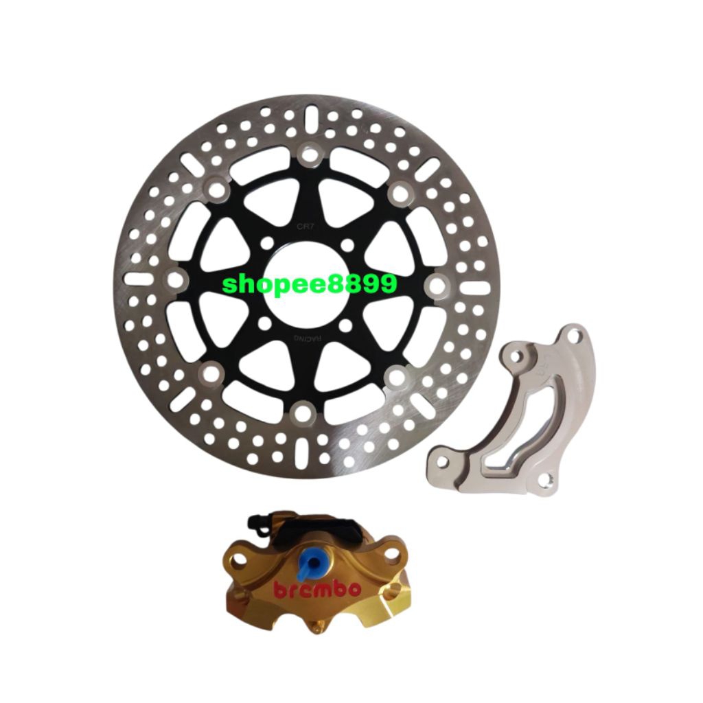 paket hemat 3 in1 piringan CR7 cakram depan ukuran besar 260mm + kaliper kanan Brembo 2piston full C