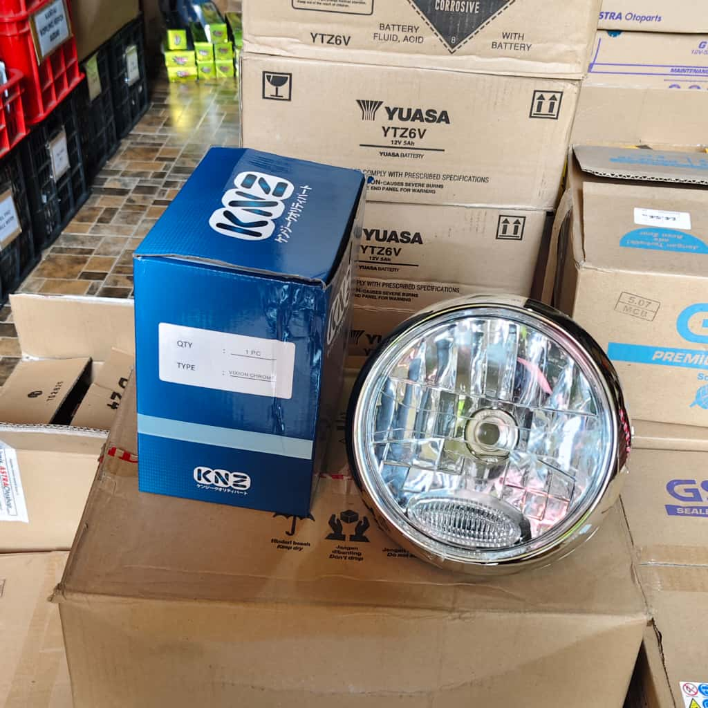 Promo Harga Murah Headlamp Reflektor Lampu Depan Bulat Vixion Old Lama Old Hitam Chrome Krom Set Len