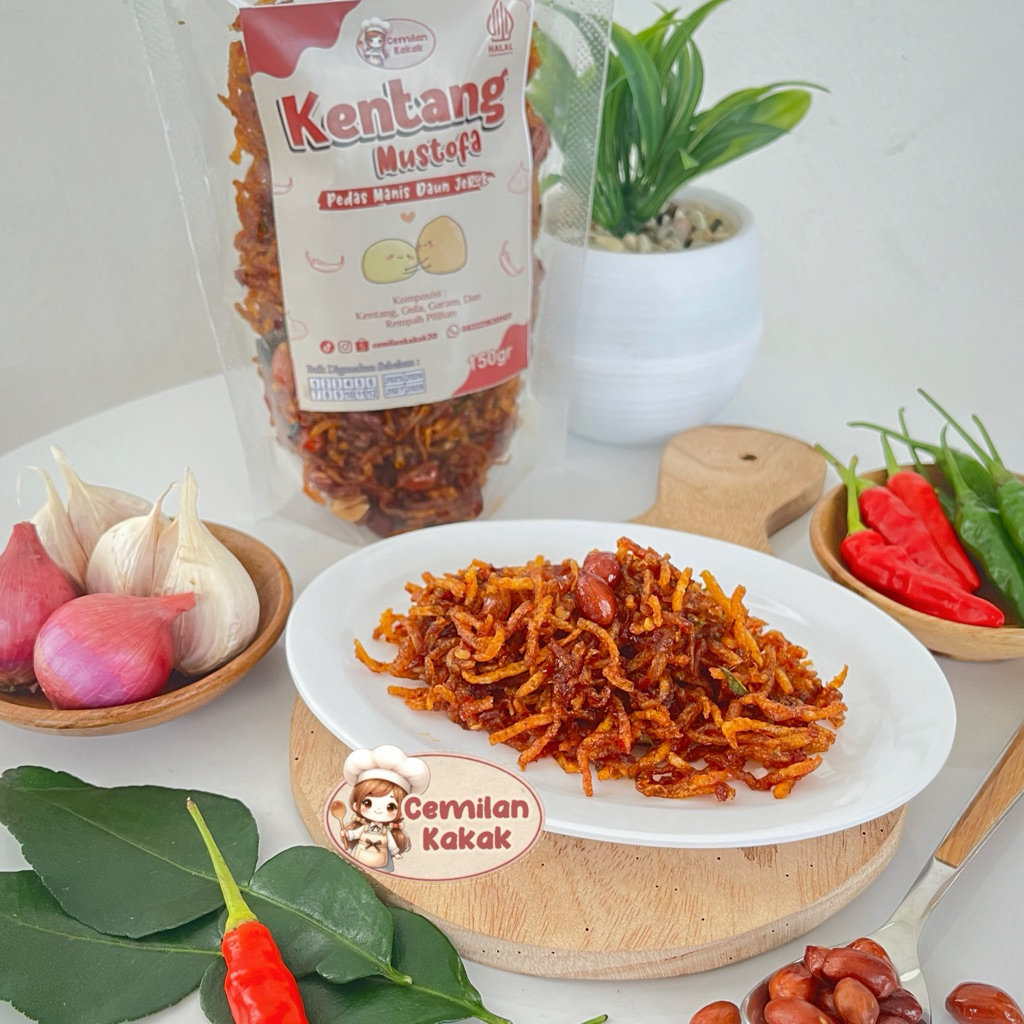 kentang Mustofa pedas manis Daun Jeruk (150gr). kering Kentang kacang Cemilan Kakak