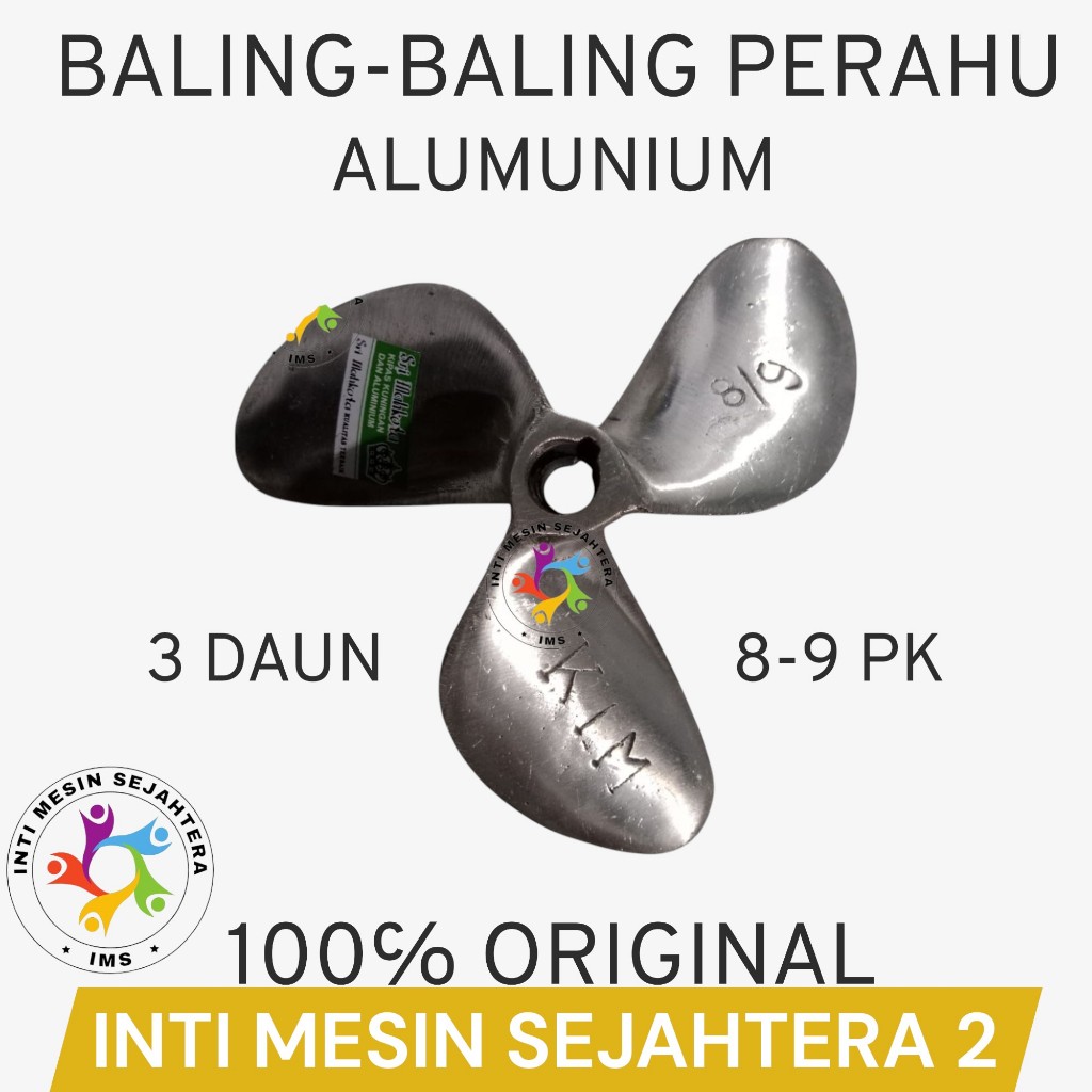 Baling Baling Alumunium 8-9PK kipas kapal perahu nelayan daun 3 propeller