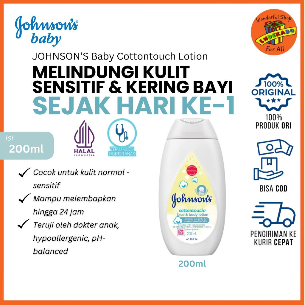 JOHNSON'S COTTONTOUCH FACE & BODY LOTION | Lotion Bayi 200ml