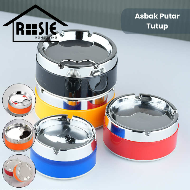 ROSIE  Asbak Putar Tutup / Asbak  Portable Rotation Enclosed / Asbak Stainless Steel Tebal