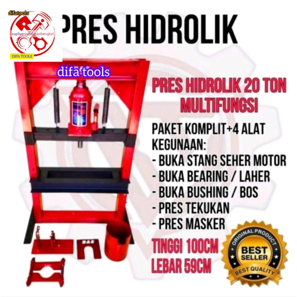 Hand pres hidrolik preasure 20 ton serbaguna press bearing kruk as Bongkar pasang stang seher