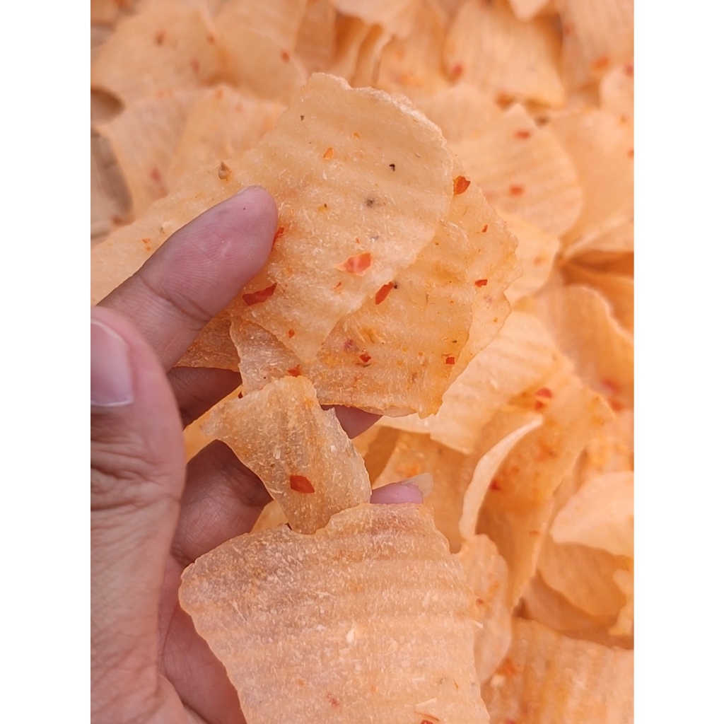 Krupuk puyur pedas manis, krupuk poco², krupuk singkong rasa pedas manis, oleh-oleh Magelang 500gr