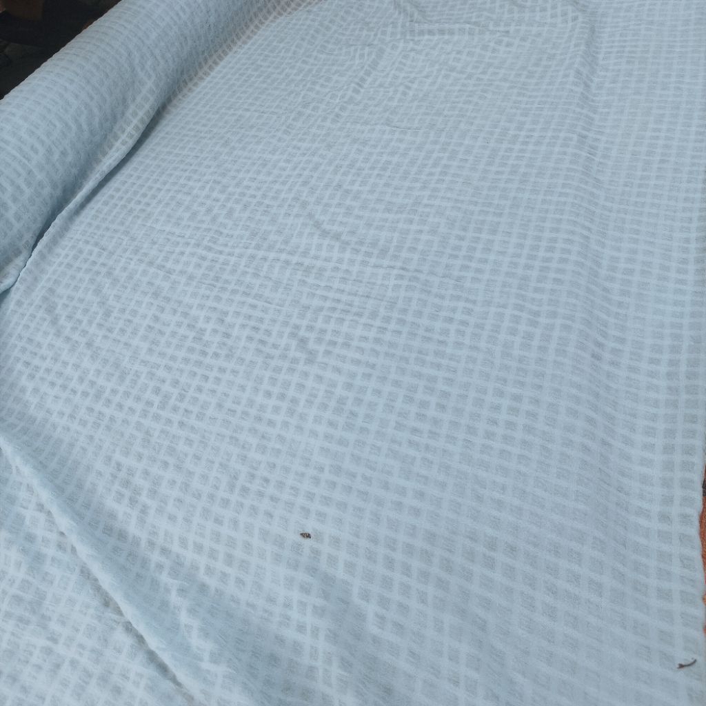 Sifon Crinkle Airflow Tekstur Kotak Mint | Bahan Gamis Blouse Premium Adem Jatuh (Harga Kain Per½ Me