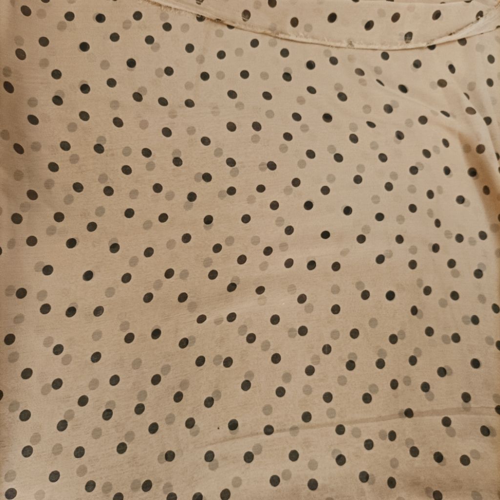 Sifon Chiffon Motif Polkadot Besar Mocca Hitam Meteran | Bahan Nerawang Premium Jatuh (Harga Kain Pe