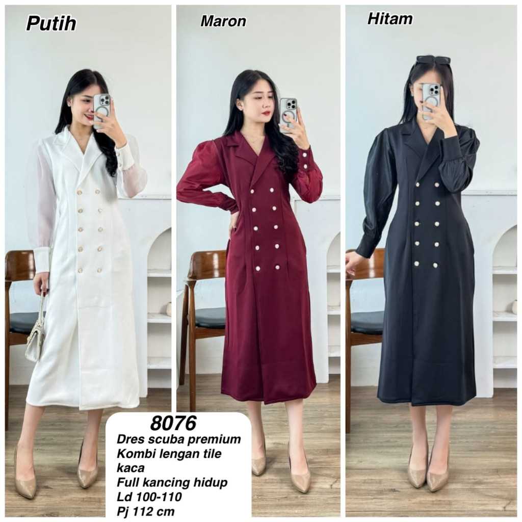 dres scuba premium kombinasi lengan tile kaca 8076