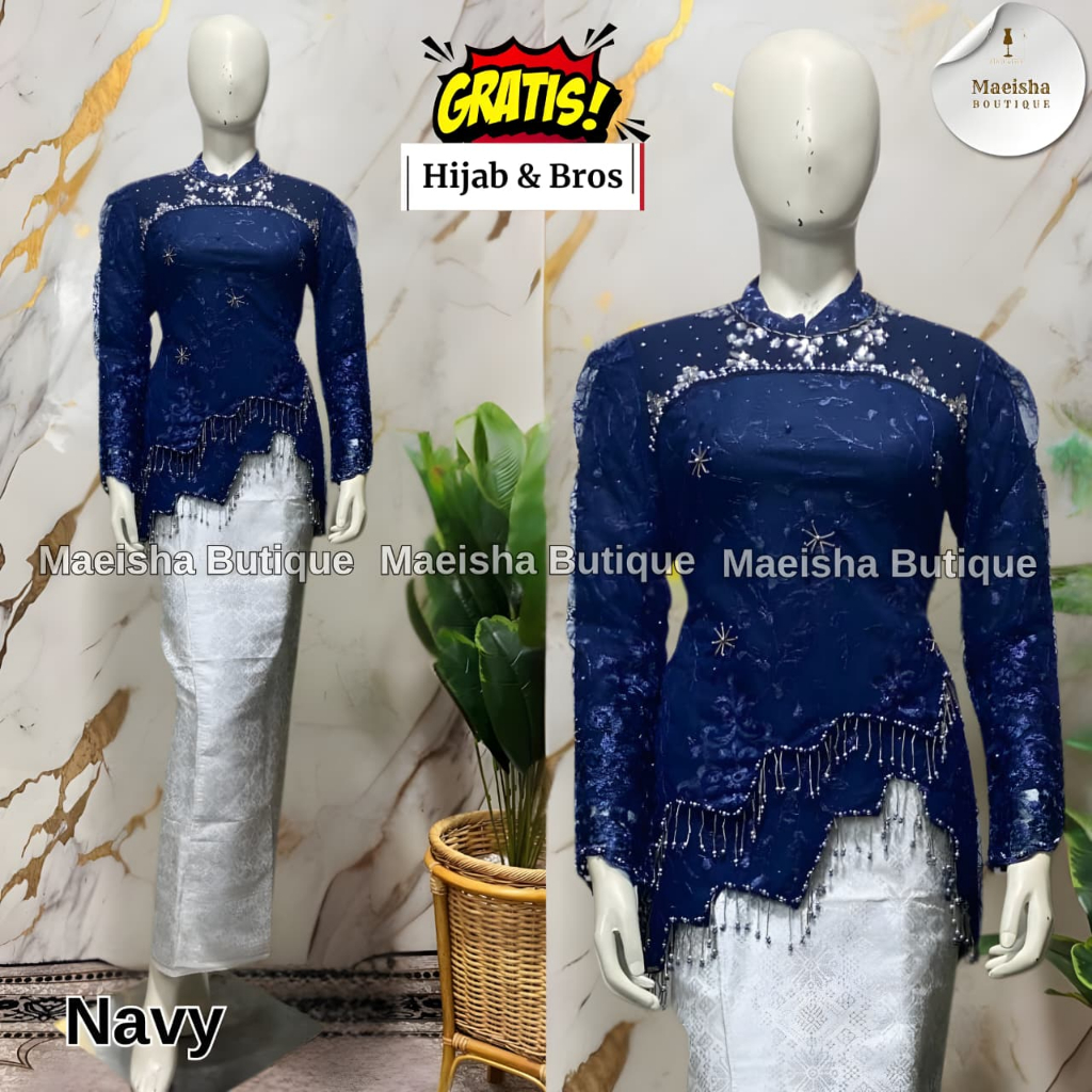 Set Kebaya Amara Rok Songket Gratis Hijab dan  Bros / Kebaya Songket Modern / Kebaya Wisuda / Kebaya