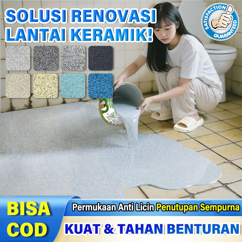 REVOLUSI LANTAI KERAMIK Cat Lantai Pasir Warna - Tutup Keramik Langsung, Hasil Seperti Lantai Baru C