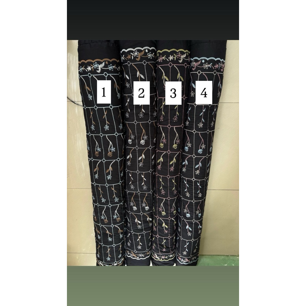 kain katun bolong bordir / katbol hitam metetan murah