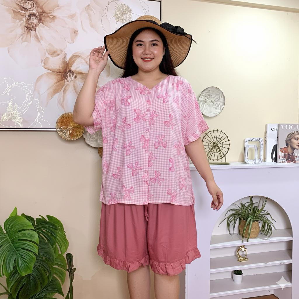 PIYAMA CELANA SELUTUT LD 150 JUMBO/ SETELAN WANITA JUMBO RAYON PREMIUM