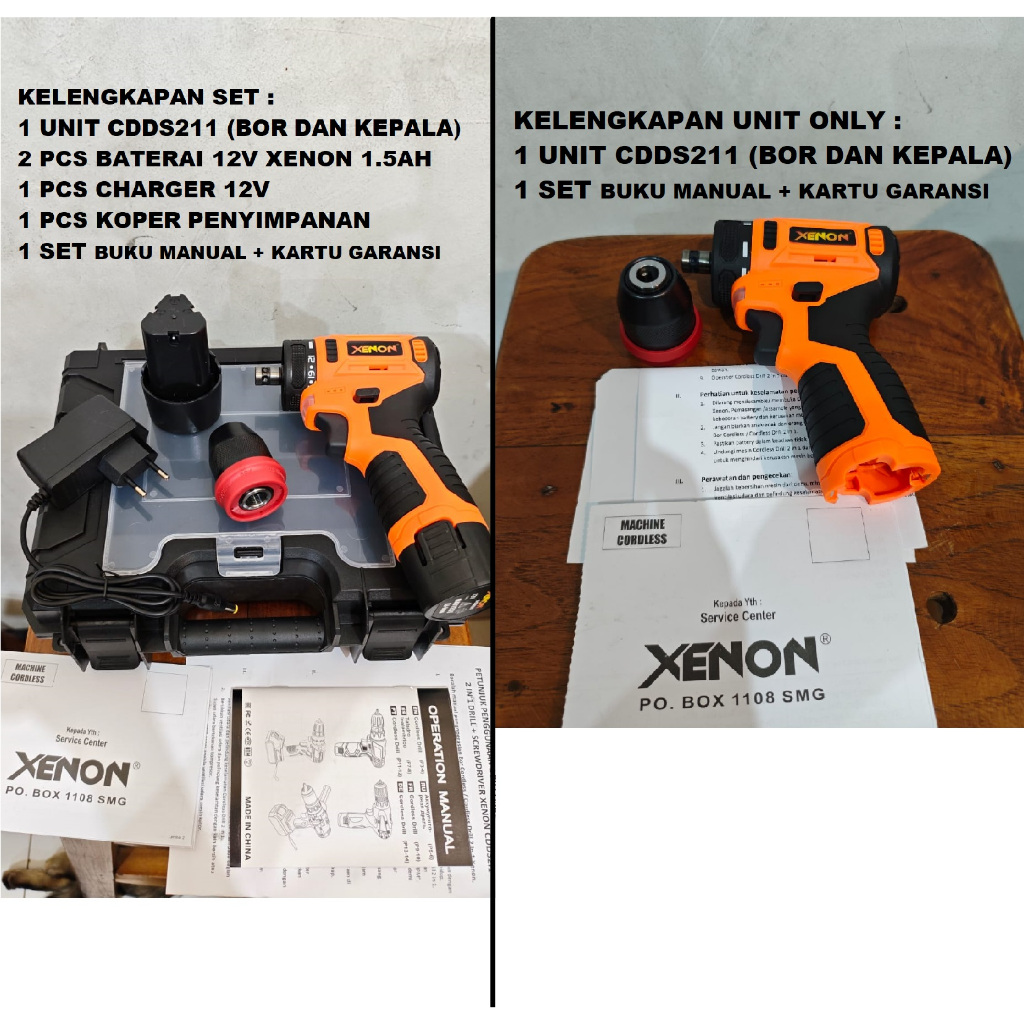 XENON CDDS2I1 Brushless Cordless 12V Drill Screwdriver 2 in 1 Mesin Bor 10 mm CDDS211