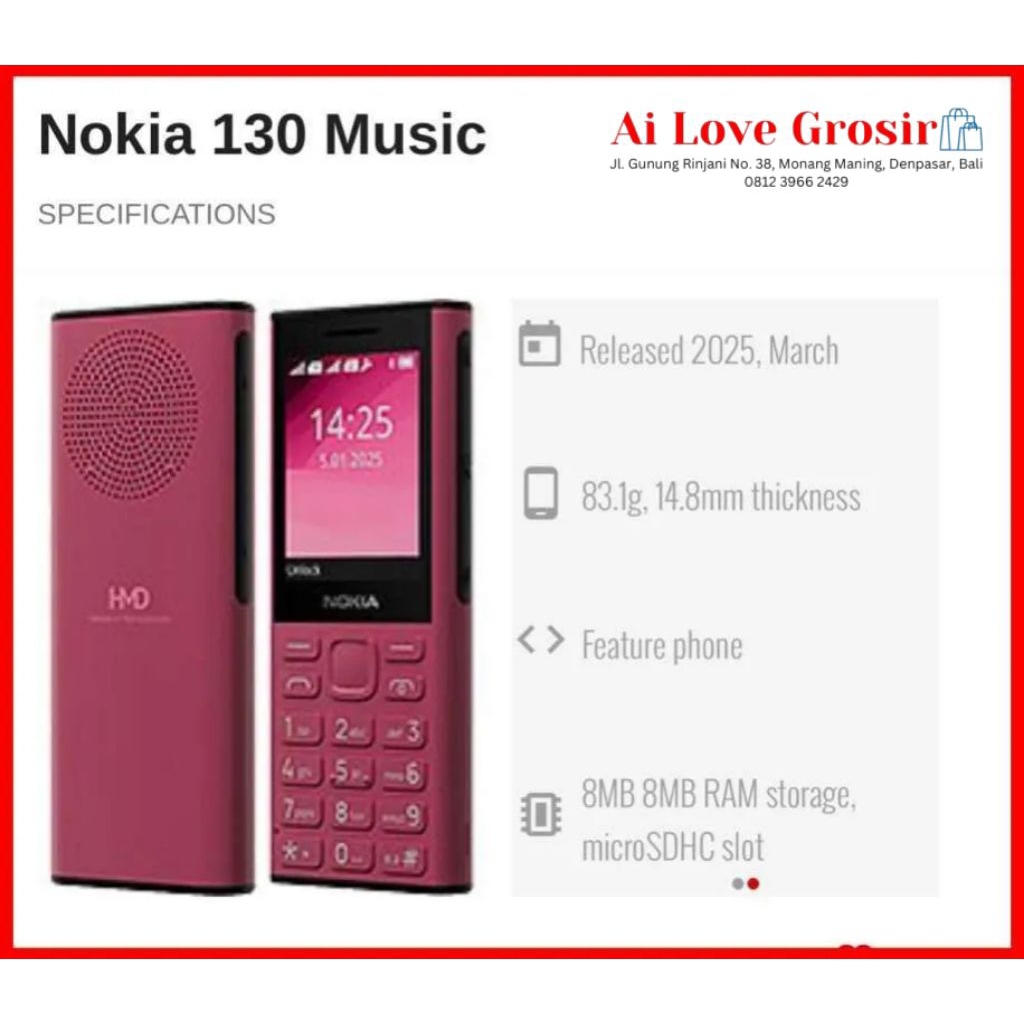 New Nokia 130 MUSIC - Garansi Resmi