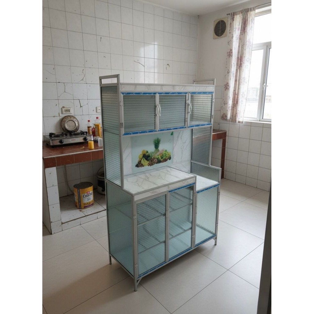 Rak Piring Alumunium Motif holo kecil