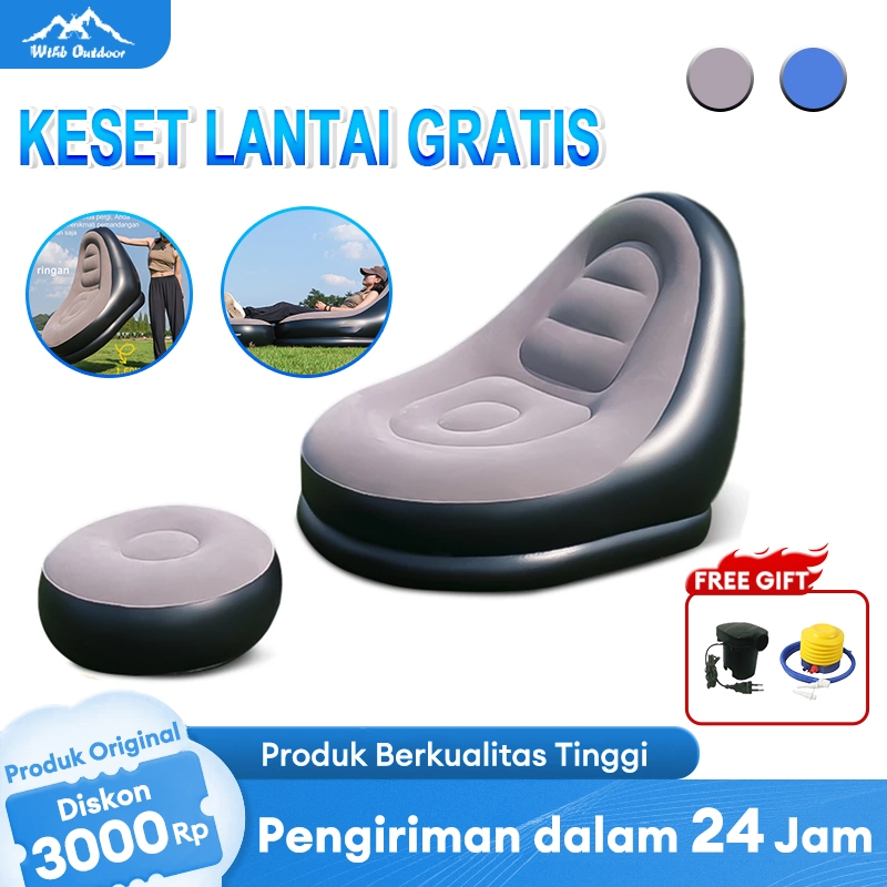 WTHB Outdoor Sofa angin jumbo Sofa Santai Angin Portable Sofa Tiup Dengan Sandaran kasur Angin free 