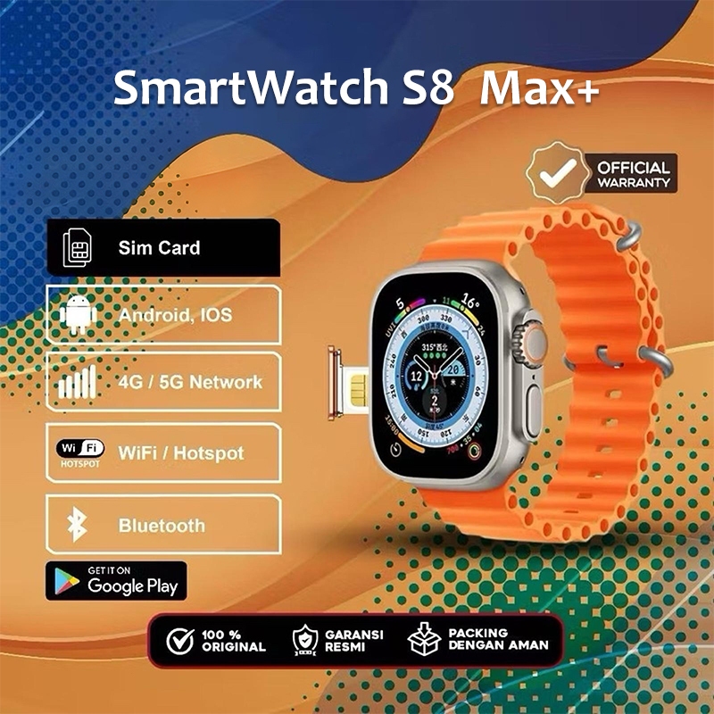 Smartwatch HP Pria SIM Card 4G GPS WIFI Kamera Video Call Bisa WA Youtube Play Store Anti Ai