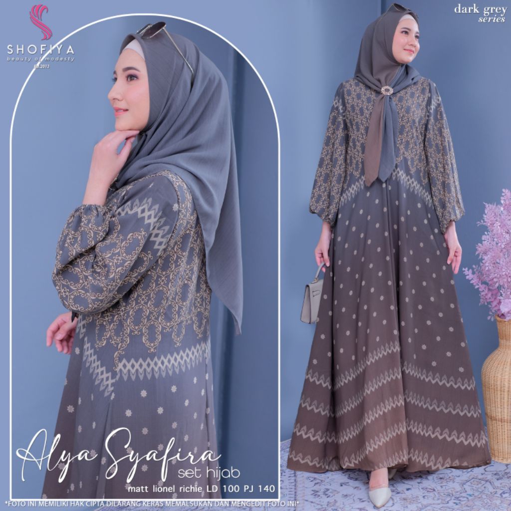 [NEW] GAMIS DRESS SYARI SET HIJAB ALYA SYAFIRA BY SHOFIYA // FASHION MUSLIM //MINDA DRESS BY ALILA H