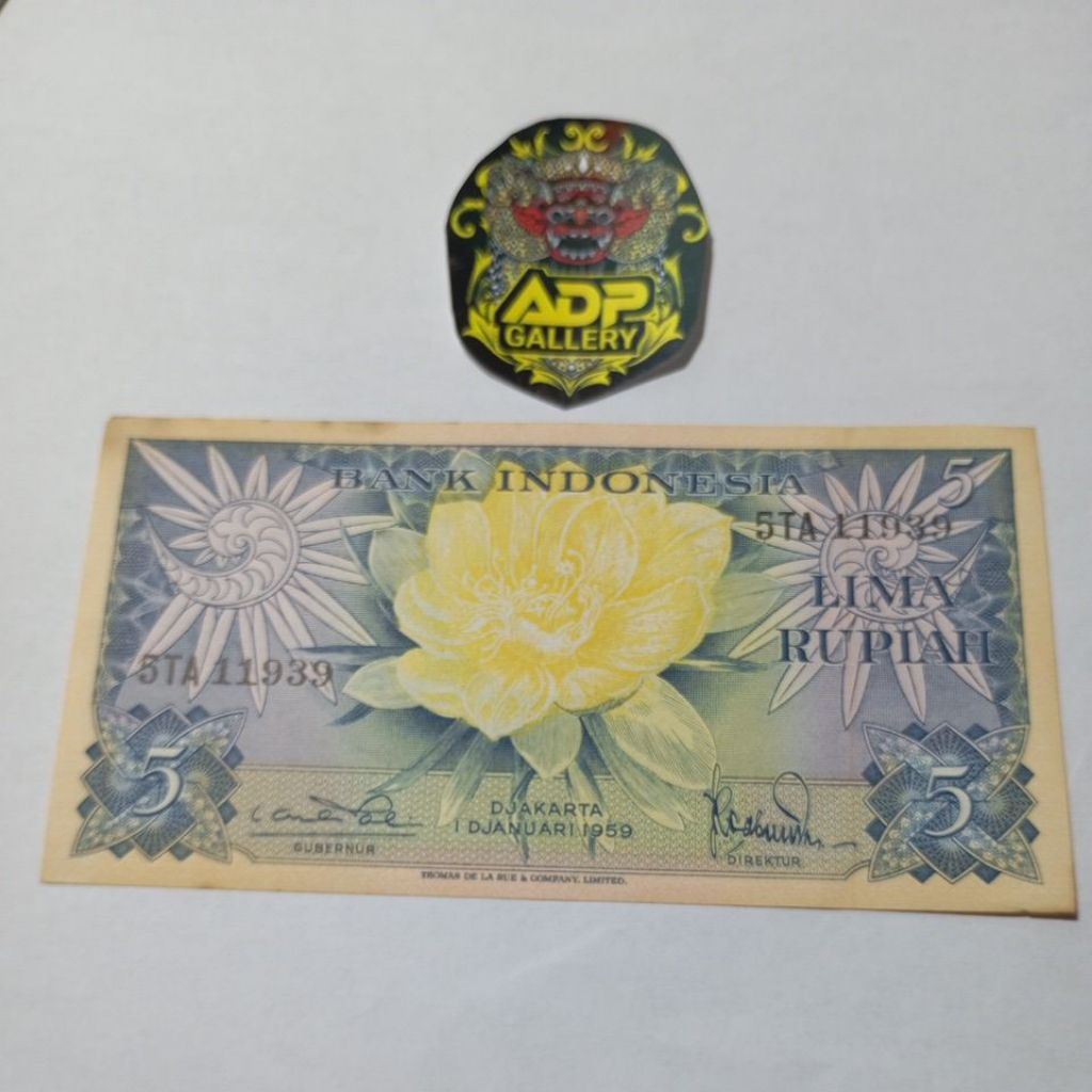 GANJIL GENAP No seri 5TA 11939 Uang kuno Indonesia Asli 5 rupiah bunga