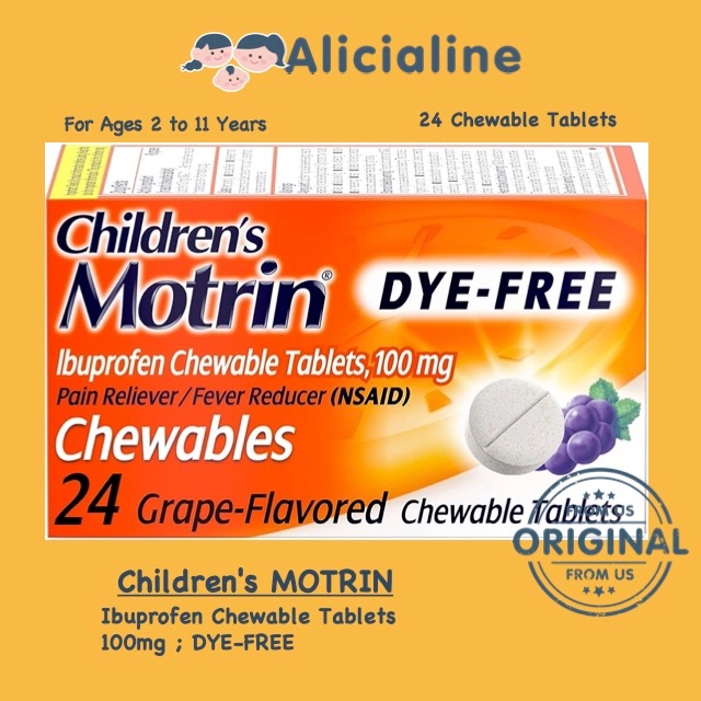 Children's Motrin DYE-FREE Ibuprofen Chewable Tablets