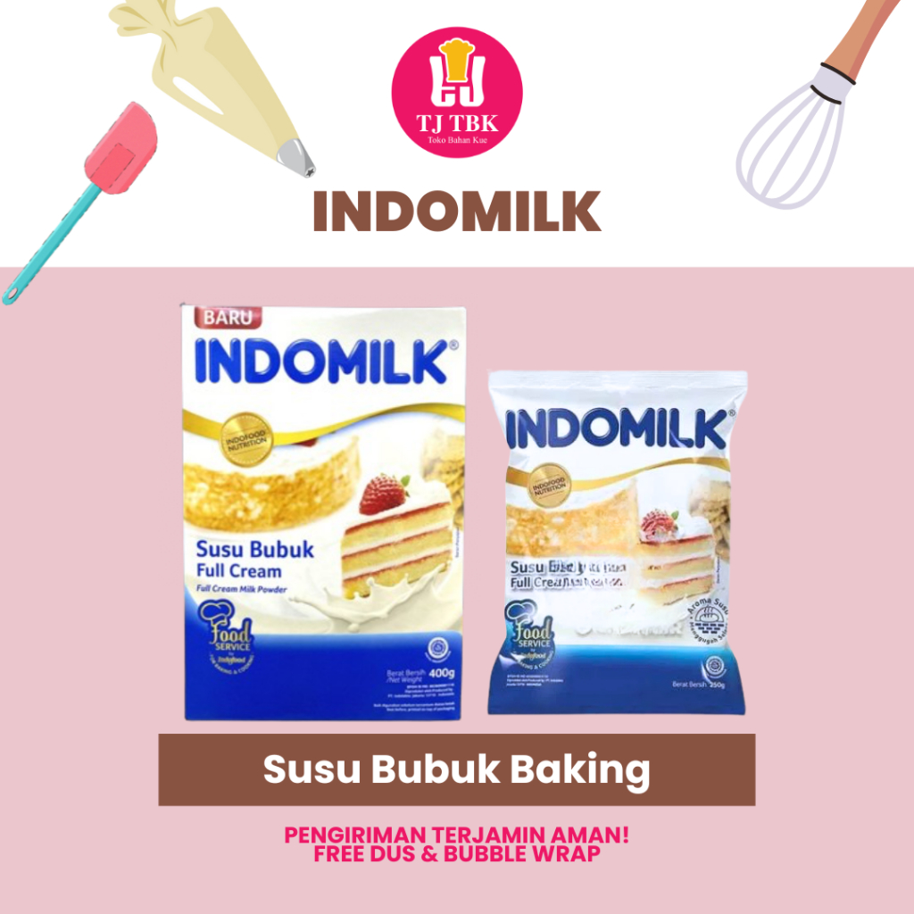 INDOMILK Susu Bubuk Full Cream 400gr (BOX), 250g (POUCH) / Susu Bubuk Baking | Toko Bahan Kue TJ