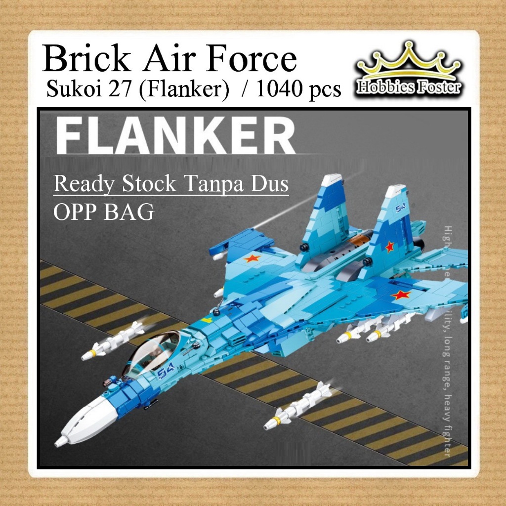 HBF Air Force Military - Mainan Brick Pesawat Perang Sluban Jet Fighter SU27 SUKHOI FLANKER - B0985