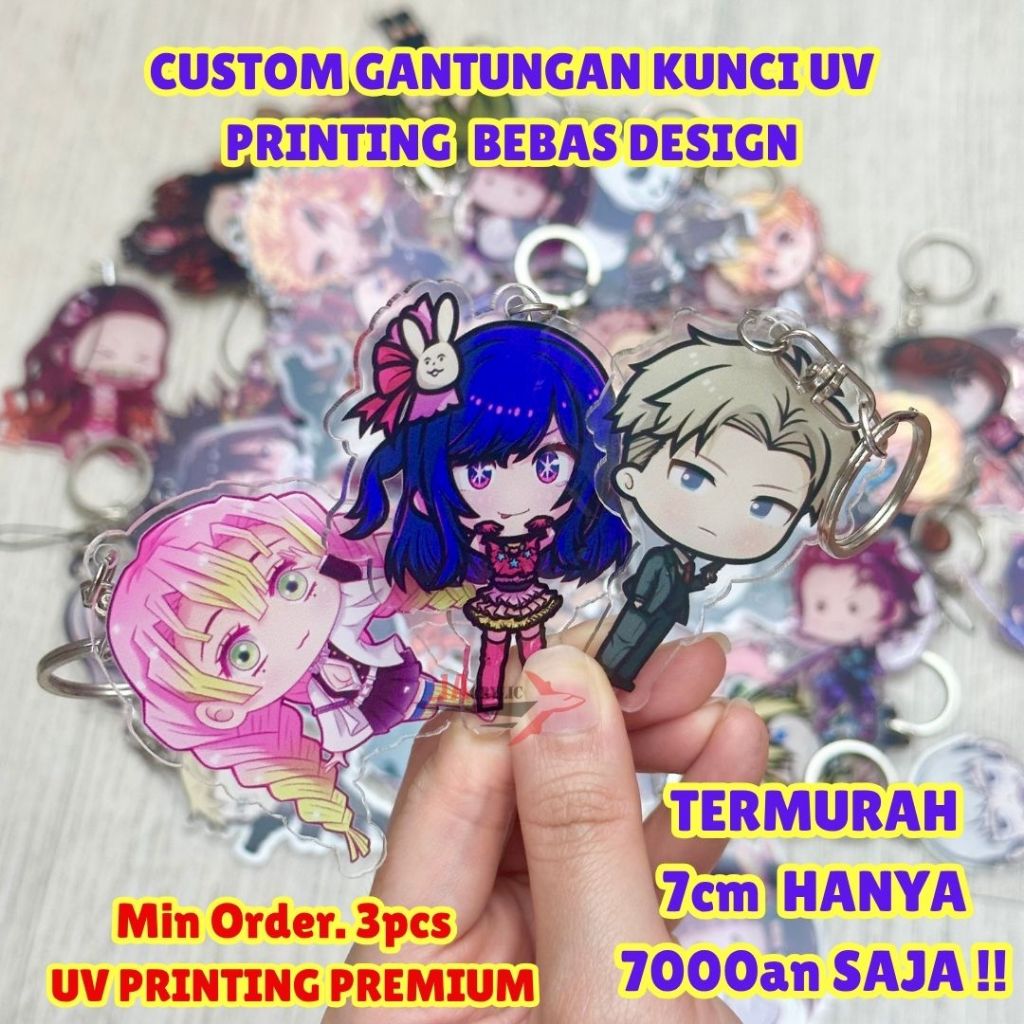 Custom Gantungan Kunci Akrilik Keychain UV Print / Ganci UV Print