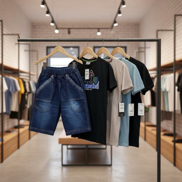 PREMIUM Setelan Kaos Premium Celana Soft Jeans Motif Kenzo Embos Anak Laki-laki Bahan Berkualitas Ad