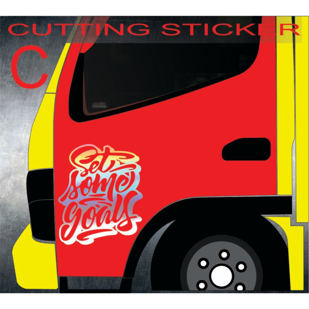 cutting sticker stiker pintu samping mobil truk canter code 27