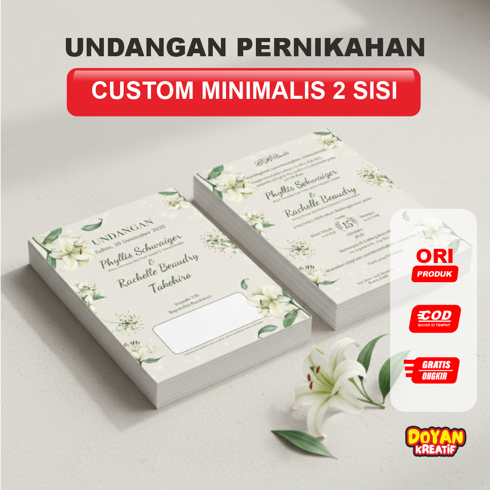 Kartu Undangan Pernikahan/Syukuran/Ulang tahun/Wisuda dll Minimalis Edisi Elegan & Hemat