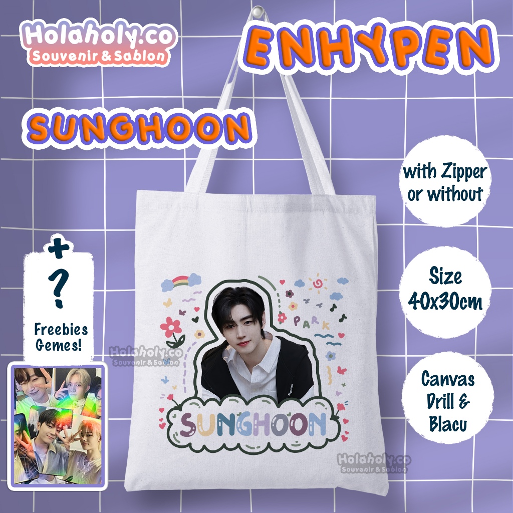 Tas Totebag ENHYPEN Sunghoon Kanvas Gemas Freebies || Tas Totebag ENHYPEN Gemas Free Gift Kado Kpop